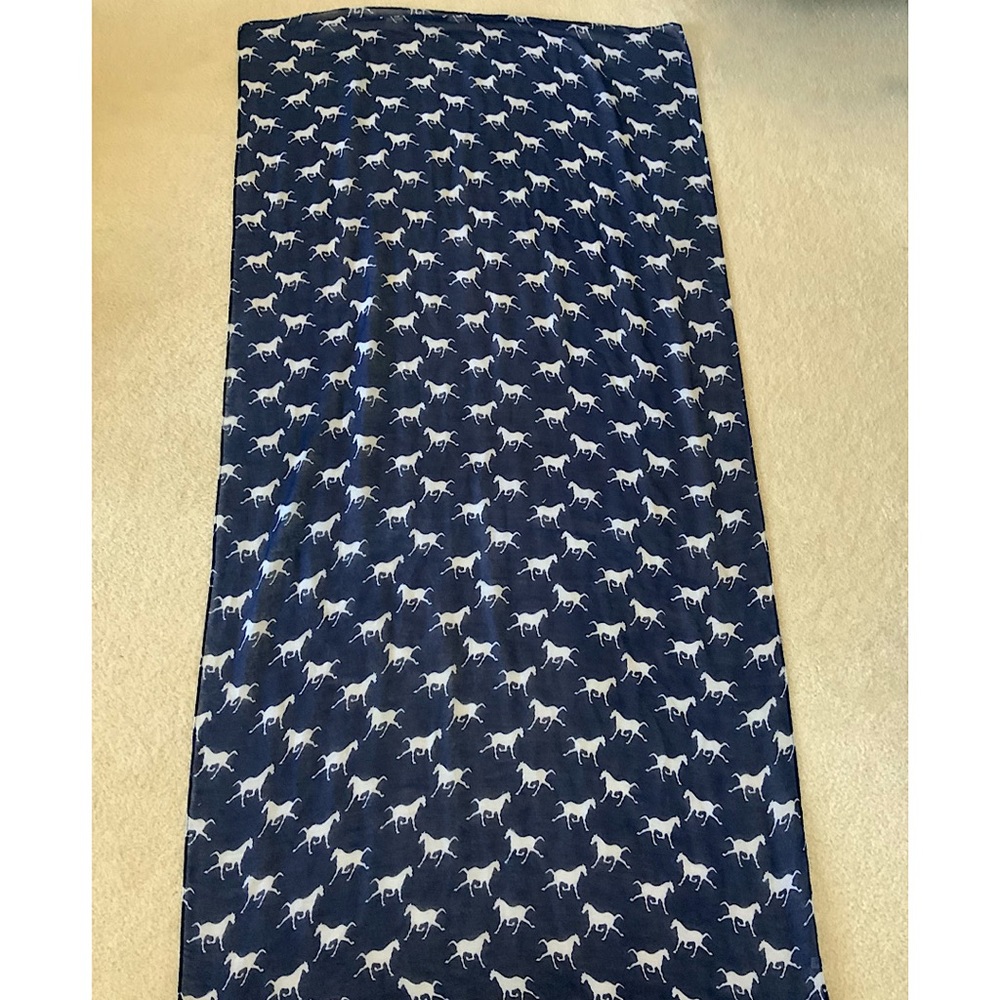 Navy Blue & White Horse Pattern Shaw/Wrap